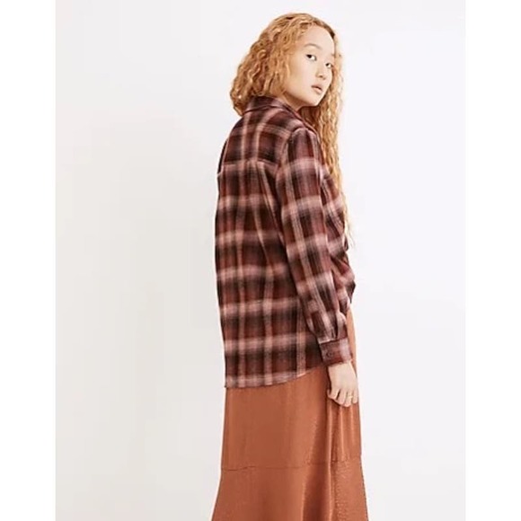 Madewell Women’s Small Flannel Oversized Ex-Boyfriend Swing Shirt Buffalo Check - Picture 3 of 8